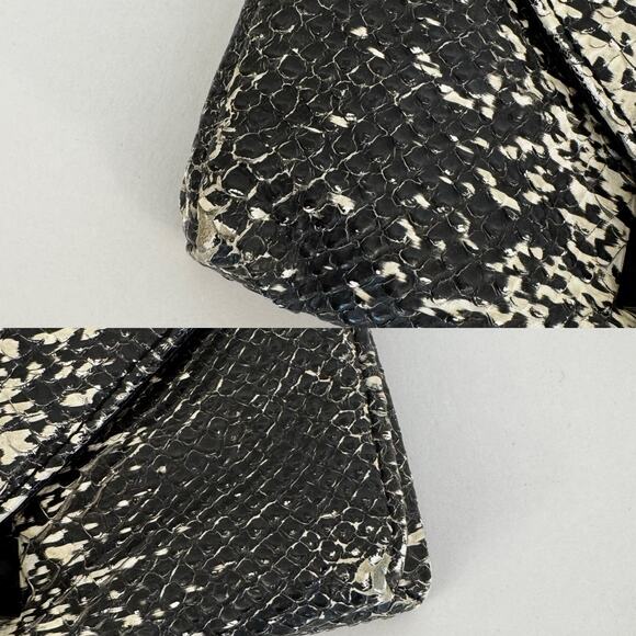 Loeffler Randall Snake Python Embossed Crossbody Chain Bag Black Cream w Mirror - Picture 11 of 11